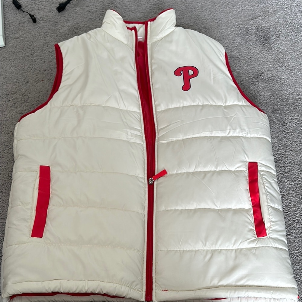 MLB Cream and Red Puffer Vest
